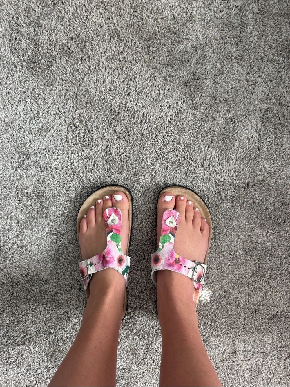 Mephisto Pink Floral T-Strap Sandals